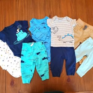 Lot of 8 Baby Boy Pants/Shirts/Bodysuits Size 3-6M